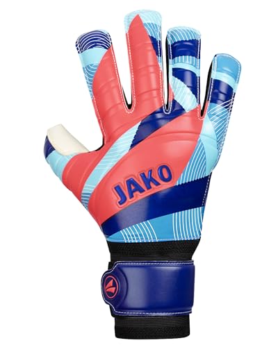 JAKO Unisex Torwart-Handschuhe River Basic RC Protection, Navy/SkyBlue/Coral, 4 von JAKO