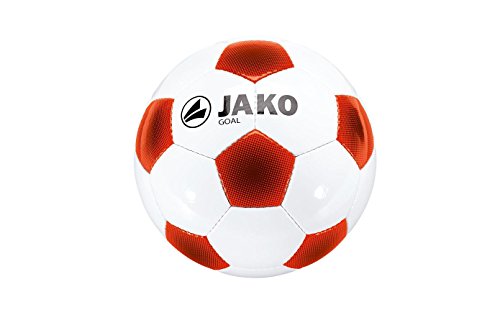 Jako Ball Goal Classico Ms - 32 Panel Maschinengenäht, Weiß/Rot-Orange/Schwarz, 5, 2303 von JAKO