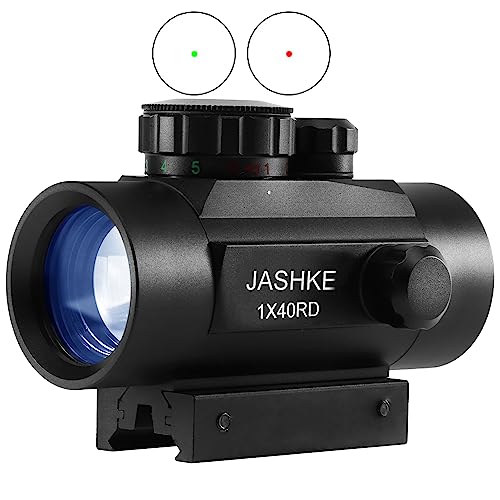 JASHKE Zielfernrohr 1X40 Red Dot Gewehrzielfernrohre Leuchtpunktvisier Rotpunktvisier für 11mm/20mm Schiene mit Montage und Schutzkappe von JASHKE