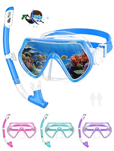 Schnorchelset Kinder Taucherbrille Dry Schnorchel Schnorcheln Set （Blau）… von JATEKA