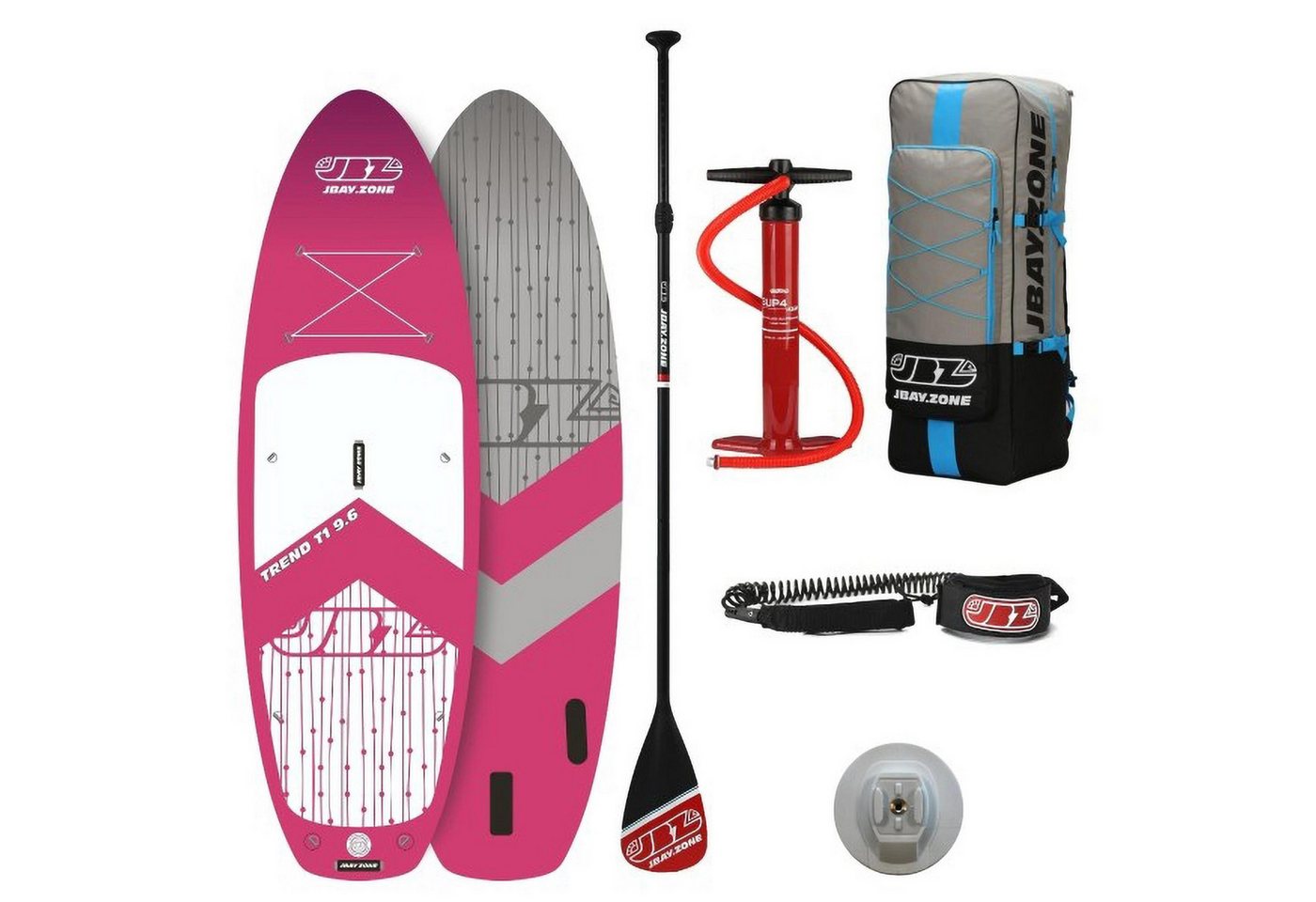 JBAY.ZONE Inflatable SUP-Board Trend T1 Touring SUP Board Komplettset pink, Longboard, (Komplettset) von JBAY.ZONE
