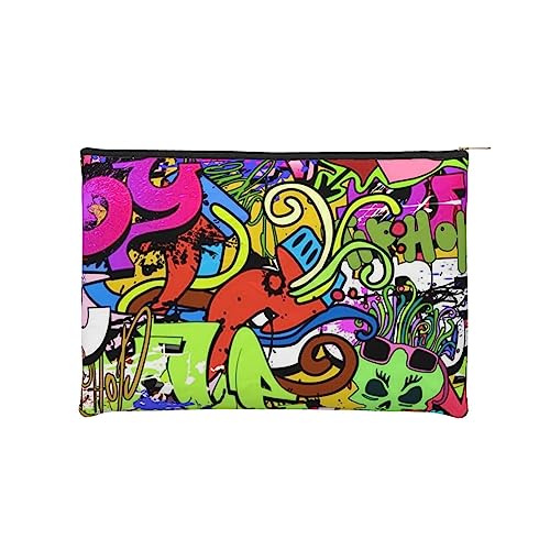 Kosmetiktasche, Reise-Organizer-Tasche – Graffiti-Zeichnung, kleine Kosmetiktaschen für Frauen – Kulturbeutel – Mini-Make-up-Tasche mit Reißverschluss, Schwarz , Einheitsgröße von JCAKES