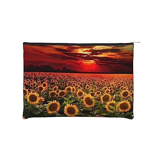 Kosmetiktasche-Reise-Organizer-Tasche – Sonnenuntergang Sonnenblume kleine Kosmetiktaschen für Frauen – Kulturbeutel – Mini-Make-up-Tasche mit Reißverschluss, Schwarz , Einheitsgröße von JCAKES