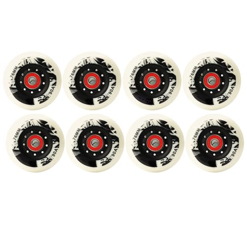 JCCHT 8er-Pack 60 mm 62 mm 64 mm 68 mm 70 mm 72 mm 76 mm 80 mm Inline-Skate-Räder für Outdoor und Indoor, 90A Asphalt Formula Rollschuh-Ersatzräder mit Lager,Weiß,68MM von JCCHT