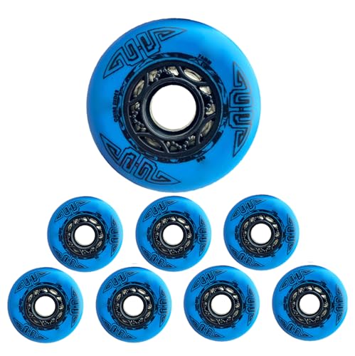 JCCHT 90A 8 Stück Inline-Skate-Räder 72 mm 76 mm 80 mm Rollschuh-Ersatz-PU-Räder für drinnen und draußen,Blau,72mm von JCCHT