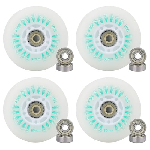 JCCHT 90A Leuchtende Inline-Skate-Räder 62 mm 64 mm 68 mm 70 mm 72 mm 76 mm 80 mm 90 mm 100 mm 110 mm 125 mm Rollschuhe PU-Räder 4er-Pack mit Lagern,Grün,72mm von JCCHT