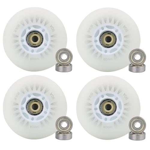 JCCHT 90A Leuchtende Inline-Skate-Räder 62 mm 64 mm 68 mm 70 mm 72 mm 76 mm 80 mm 90 mm 100 mm 110 mm 125 mm Rollschuhe PU-Räder 4er-Pack mit Lagern,Weiß,68mm von JCCHT
