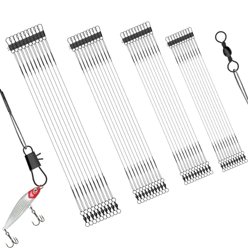 40 Stück Stahlvorfach, Mit 1Stück Angelköder, Angelzubehör, Stahlvorfach Hecht, Angelzubehör Raubfisch, Fluorocarbon Vorfach, Fishing Accessories, Titan Vorfach Angeln, Angeln, Angelzubehör Set von JCTRRJ