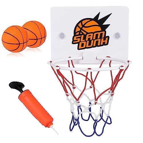 JDCMEI Mini Basketball Korb Set, Indoor Basketballkorb Basketball Hoop 16.2X12cm Kinder Basketballkorb Zimmer mit 2 Stück Bälle und Pumpe Büro Basketballkorb Saugnapf für Indoor Office Home von JDCMEI