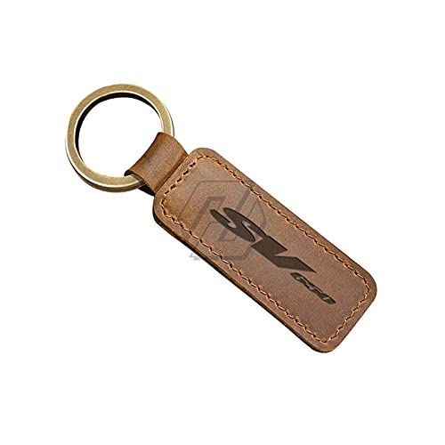 JDDRCASE Motorrad Cowhide Keychain Key Ring Case Compatible with Suzuki SV650 SV650X SV650S. (Farbe : Braun, Size : 80mm) von JDDRCASE