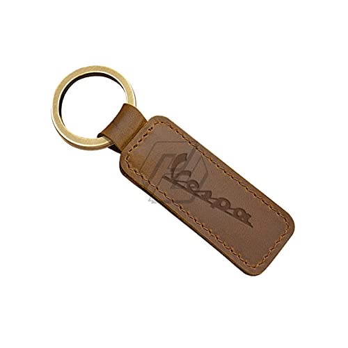 JDDRCASE Motorrad Keychain Cowhide Key Ring Case Compatible with Vespa Lx lxv Sprint GTS GTV 50 150 250 300 30 0ie Super Sport. (Farbe : Braun, Size : 80mm) von JDDRCASE