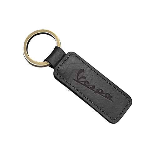 JDDRCASE Motorrad Keychain Cowhide Key Ring Case Compatible with Vespa Lx lxv Sprint GTS GTV 50 150 250 300 30 0ie Super Sport. (Farbe : Schwarz, Size : 80mm) von JDDRCASE