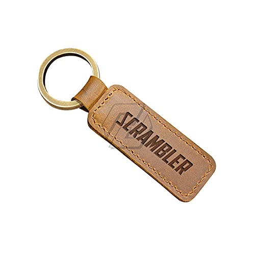 JDDRCASE Motorrad Keychain Motocross Cowhide Key Ring Compatible with Ducati Scrambler 400 800 1100 1200 (Farbe : Braun, Size : 80mm) von JDDRCASE