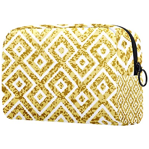 Gelbe Patterns Schminktasche Tragbare Reisetasche für Kosmetika von JDEZ