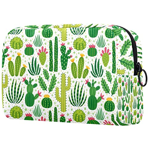 Grüne Muster-Kaktus Kosmetiktasche Reißverschlusstasche Kosmetiktasche Für Geschäftsreisen von JDEZ