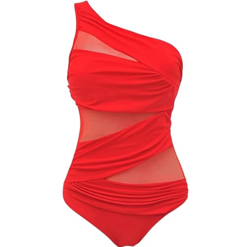 JEAMIS Bikini Damen Plus Size Badeanzüge Frauen Badebekleidung Für Frauen Meshblack Rotblau Push Up Gepolstert Badeanzüge-rot-4xl von JEAMIS