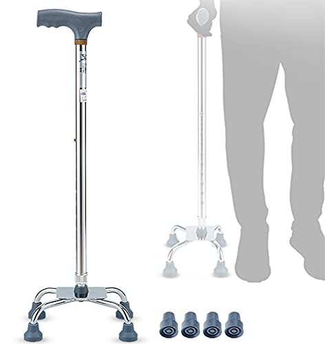 JEEVOO verstellbare Quad-Krücken, Leichter Gehstock, ergonomischer Gehstock, Mobilitätshilfe für ältere Menschen, Senioren und Behinderte, Tragfähigkei von JEEVOO