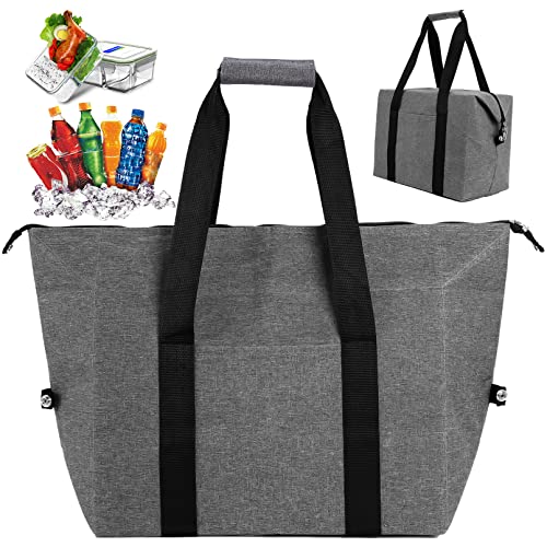 20L Kühltasche,Kühltasche Faltbar,Picknicktasche Kühltaschen Gross,Thermotasche mit Lsolierung Faltbar,Weiche Lsoliertasche Cooler Bag für Camping Picknick Lebensmitteltransport Einkauf(Grau) von JEFFOUOO