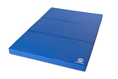 Jeflex - blaue klappbare Weichbodenmatte & Turnmatte 150 x 100 x 8 cm MADE IN GERMANY/faltbare Gymnastikmatte/platzsparende Fitnessmatte & faltbare Yogamatte/dicke Sportmatte für Kinderzimmer von Jeflex