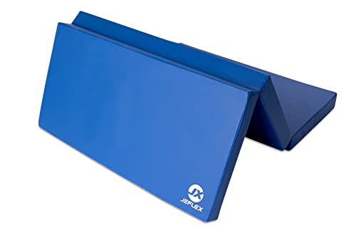 Jeflex - blaue klappbare Weichbodenmatte & Turnmatte 210 x 100 x 8 cm MADE IN GERMANY/faltbare Gymnastikmatte/platzsparende Fitnessmatte & faltbare Yogamatte/dicke Sportmatte für Kinderzimmer von Jeflex