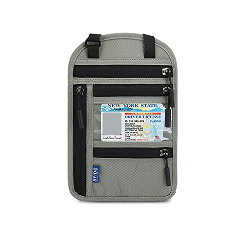 Brustbeutel Brusttasche mit RFID Schutz Wasserdicht Umhängetasche Leicht Geldbeutel für Smartphone Reise Dokumente (Hellgrau) von JEKAVA
