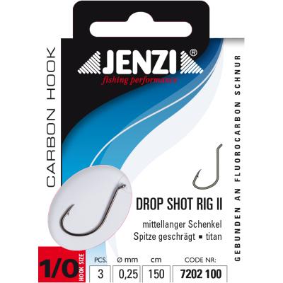 JENZI Drop-Shot Rig / Vorfach Größe 1/0 titan mittellanger Schenkel von JENZI