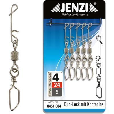 JENZI NO KNOT-Verbinder mit Duo-Lock Karabiner-Wirbel mittel 24 Kg von JENZI