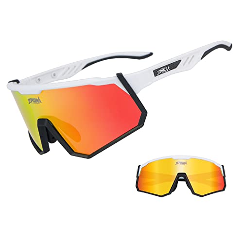 JEPOZRA Sport Sonnenbrille Fahrradbrille Sportbrille mit UV400 3 Wechselgläser inkl Schwarze polarisierte Linse für Outdooraktivitäten Radfahren Laufen Klettern Autofahren Laufen Angeln Golf Unisex von JEPOZRA