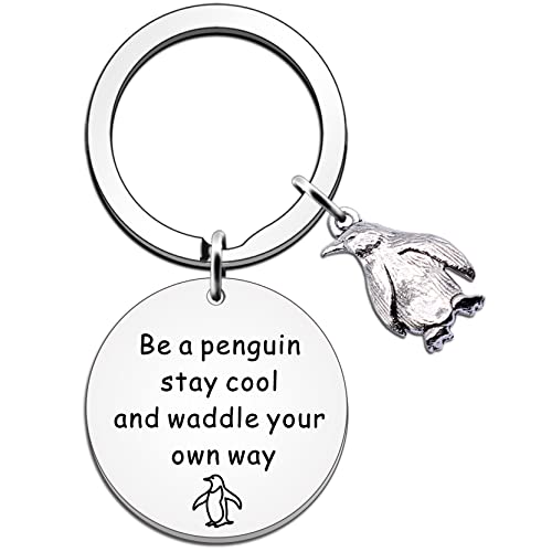 JETTOP Pinguin-Geschenke für den Mann – Pinguin-Schlüsselanhänger, inspirierendes Geschenk für beste Freundin, Geburtstag, Weihnachten, Be a Pinguin, Stahl cool von JETTOP