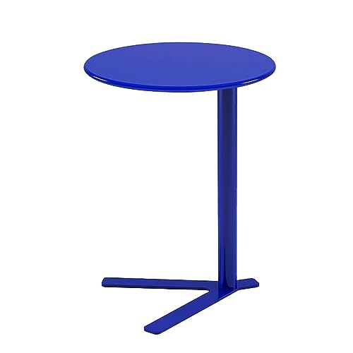 C-förmiger Beistelltisch, runder Beistelltisch für Couch, Sofa-Snack-Tisch mit Metallrahmen, darunter verschiebbare Couchtische, für Wohnzimmer, Schlafzimmer, Balkon und Büro (Farbe: Blau, Größe: H: von JEVHLYKW