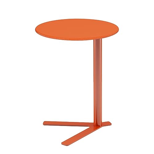 C-förmiger Beistelltisch, runder Beistelltisch für Couch, Sofa-Snack-Tisch mit Metallrahmen, darunter verschiebbare Couchtische, für Wohnzimmer, Schlafzimmer, Balkon und Büro (Farbe: Orange, Größe: H: von JEVHLYKW