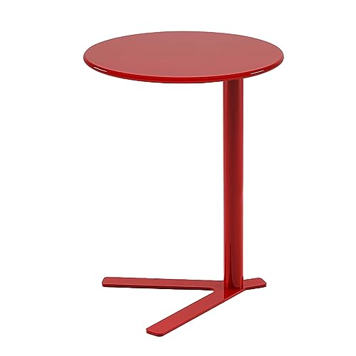 C-förmiger Beistelltisch, runder Beistelltisch für Couch, Sofa-Snack-Tisch mit Metallrahmen, darunter verschiebbare Couchtische, für Wohnzimmer, Schlafzimmer, Balkon und Büro (Farbe: Rot, Größe: H: von JEVHLYKW