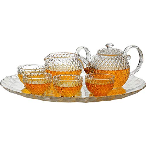 JEVHLYKW Tee-Set/Teekanne-Set, komplettes Tee-Set, hochtemperaturbeständiges Glas, Teekanne, Filter, Haushalts-Tee-Set, chinesisches Set von JEVHLYKW