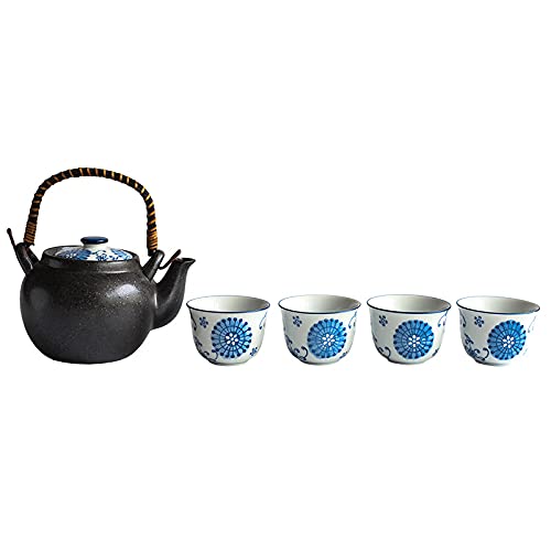 JEVHLYKW Utility-Porzellan-Teeset, Japanisches Teetassen-Set, handgefertigte Teekanne und 4 Teetassen, traditionelle Teezeremonie-Sets, Geschenk für Teeliebhaber, Teekannen, interessant von JEVHLYKW