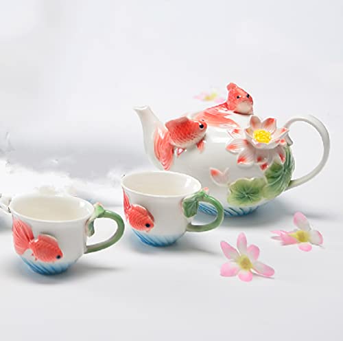 Utility-Porzellan-Teeservice, Teeservice für Erwachsene, China-Kaffeetassen-Set, Teeservice für Nachmittagstee, Teekanne, Teetassen für Geschenke und Haushalt, Hochzeit, 5 Stück. Teekannen (Farbe: 5 von JEVHLYKW