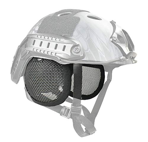 JFFCESTORE Taktischer Airsoft Militär-Paintball-Metall-Netz-Seitenabdeckung mit Ohrenschutz für schnellen Helm (ohne Helm), Schwarz von JFFCESTORE