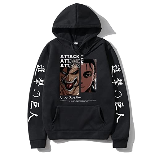 JFLY Attack On Titan Anime Herren Hoodies Herren Übergroße Sweatshirts Eren Yeager Pullover Herren Casual Streetwear Herrenmode Hoodie von JFLY