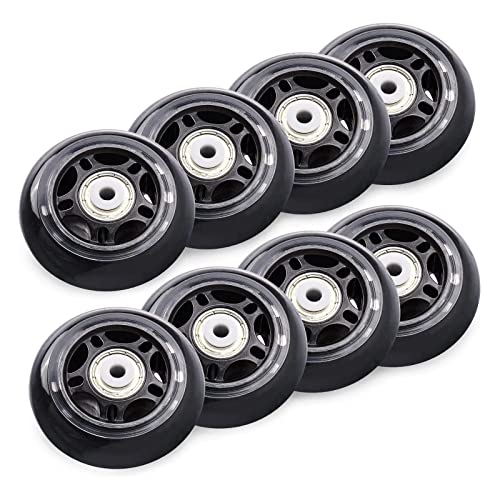 JHKJ 70 mm/72 mm/76 mm/80 mm 82A Inline-Skate-Räder, 8er-Pack Ersatz-Rollschuh-Räder für Mädchen und Jungen, Rollen mit Lagern ABEC 7 – Schwarz,Schwarz,74mm von JHKJ