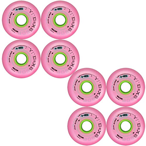 JHKJ 84A Inline Skate Wheel Speed Skates Hockey Skates Rollen Hohe Elastizität Mute und Verschleißfestigkeit Fluoreszierende Farbe 72mm 76mm 80mm Pink 80mm von JHKJ