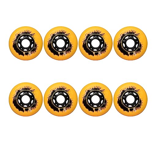 JHKJ 8er-Pack Inline-Ersatzräder, 72 mm, 76 mm, 80 mm, Inline-Räder, Härte 82A, Inline-Ersatzräder für Outdoor/Indoor,Gelb,72mm von JHKJ