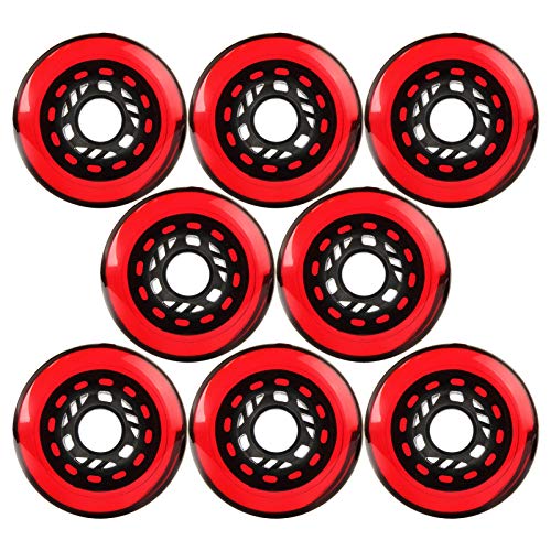 JHKJ Inline Skate Wheels 8 STÜCKE 72 mm 76 mm 80 mm 90 A Inline-Skateräder, Freestyle-Rollschuh-Ersatzräder Ausgefallene Flache Inline-Blumenräder Inline Skate Rollen,Rot,80mm von JHKJ