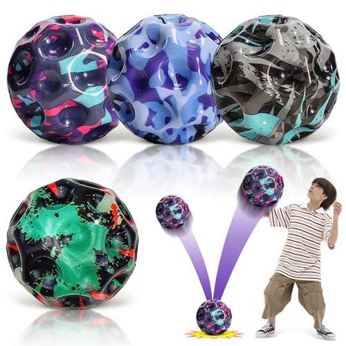 JIASHA 4 Stück Astro Jump Ball, 7 cm Space Ball Mini Bouncing Ball Toy Hohe Springender Gummiball Sprünge Gummiball, zum Werfen, Party Geschenke für Kinder (C) von JIASHA