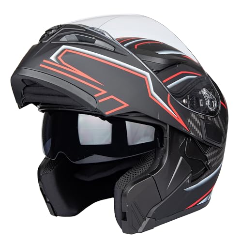 Helm für Motorräder Full-Face Motorcycle Helmet Tragbarer Integralhelme Flip-up Motorradhelm Zertifizierung von DOT (M, Magie) von JIEKAI