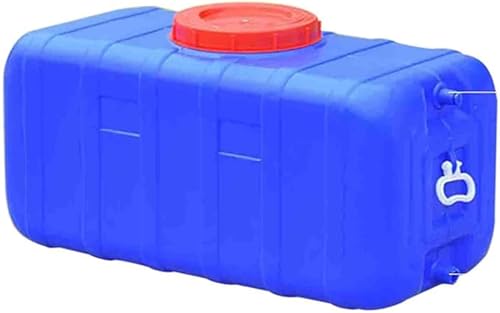 JIESOO Wasserbehälter Kunststoff-Wassertank Außenbereich Lebensmittelqualität Wasservorratsbehälter Mit Wasserhahn for Camping Im Freien Notfall-Wassertank Haushalt (Color : Blue, Size : 100L) von JIESOO