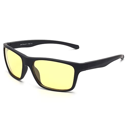 JIM HALO Polarisierte Nachtsicht Sonnenbrille für Männer Frauen Wrap Around Sprot Sonnenbrille zum Radfahren Angeln Fahren Gelb von JIM HALO