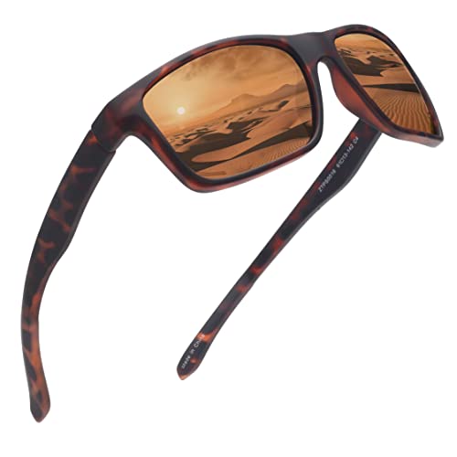 JIM HALO Polarisierte Sonnenbrille für Männer Frauen Wrap Around Sprot Sonnenbrille zum Radfahren Angeln (Schildkröte/Braun) von JIM HALO