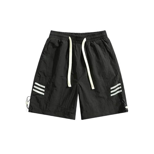 JINGBDO Classic Fit Herren Shorts Sommer -Männer Lässige Shorts Striped Sportswear Hosen Jogger Männliche Boardshorts-Schwarz-4Xl von JINGBDO