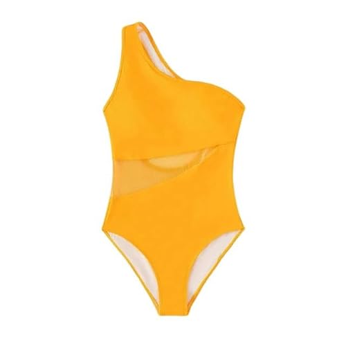JINGBDO Damen Bademode Badeanzug One-Shoulder Rückenless Women Badebode Beach Badeanzug Urlaub Outfit-Gelb-M von JINGBDO