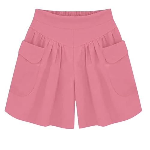 JINGBDO Shorts Für Frauenlässige Frauen-A-Line-Shorts Frauen Solid Color Lose Shorts Frauen Hohe Taille Bequeme Outdoor-Shorts-Rosa-5Xl von JINGBDO
