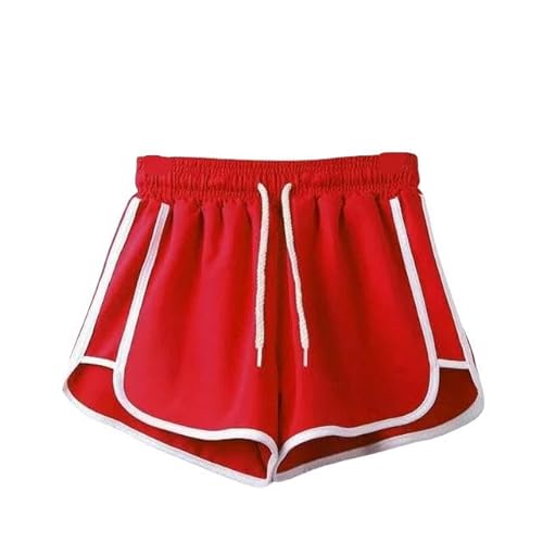 JINGBDO Shorts Für Frauensommer Fashion Casual Shorts Süßigkeiten Farbe Atmungsaktive Große Shorts Ladies Elastic Taille Sportshorts-Rot-4Xl von JINGBDO